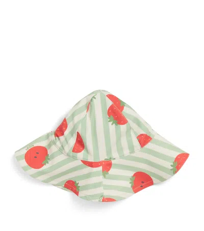 Mori Kids'  Strawberry Stripe Swim Bucket Hat In Green