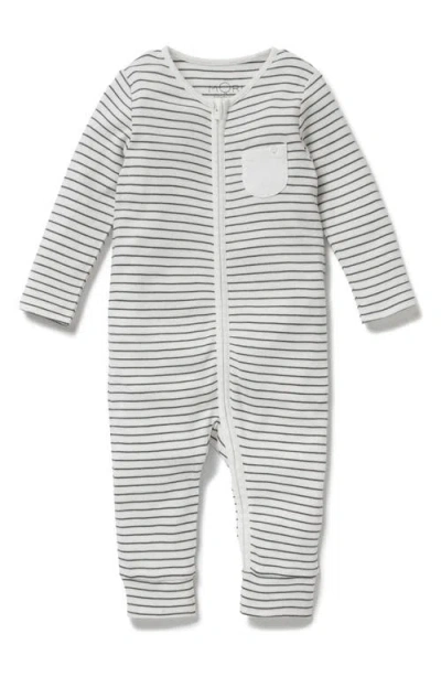 Mori Kids'  Stripe Fitted One-piece Pajamas In Gray