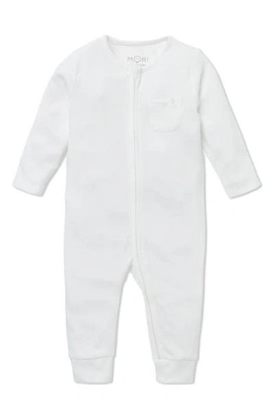 Mori Babies' Stripe Fitted One-piece Pajamas In White