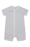 Mori Babies' Stripe Fitted One-piece Short Pajamas In Gray Marl