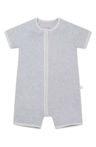 Mori Babies' Stripe Fitted One-piece Short Pyjamas In Grey Marl