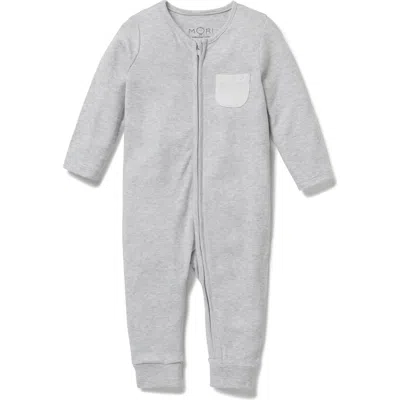 Mori Kids'  Stripe Fitted One-piece Pajamas In Gray