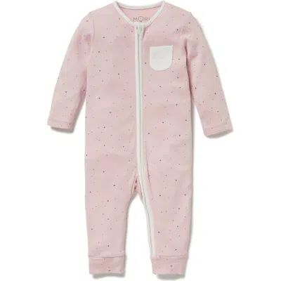 Mori Kids'  Stripe Fitted One-piece Pajamas In Pink