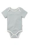 Mori Babies'  Stripe Short Sleeve Bodysuit In Blue Stripe