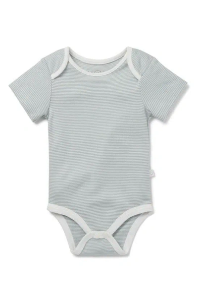 Mori Babies' Stripe Short Sleeve Bodysuit In Blue Stripe