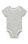 Mori Babies' Stripe Short Sleeve Bodysuit In Gray Stripe
