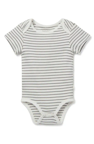 Mori Babies' Stripe Short Sleeve Bodysuit In Grey Stripe