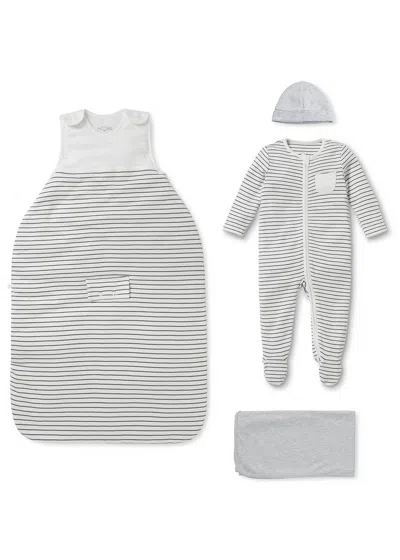 Mori Summer Clever Striped Jersey Sleep Set (6 Months) In Gray