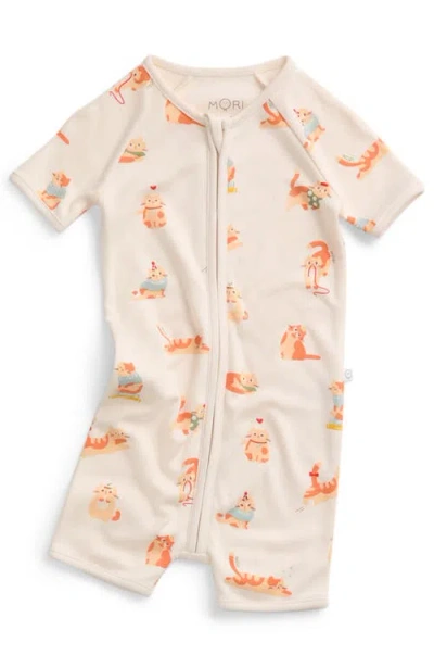 Mori Kids'  Summer Zip Up Sleepsuit In Neutral