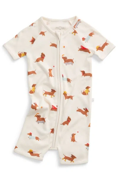 Mori Kids'  Summer Zip Up Sleepsuit In White