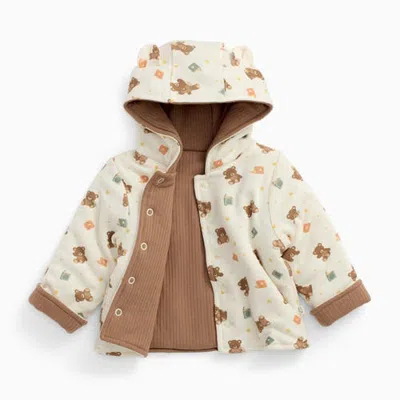 Mori Kids'  Teddy Bear Reversible Hooded Jacket In White