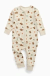 Mori Teddy Bear Two Way Zip-up Romper In Multi