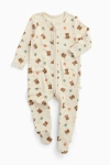 Mori Teddy Bear Two Way Zip-up Sleepsuit In Neutral