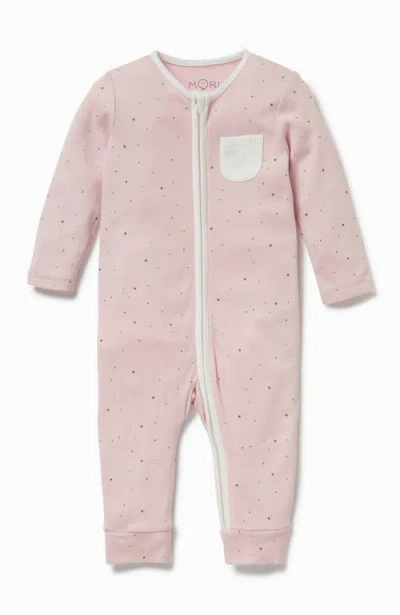 Mori Babies'  Two Way Zip-up Romper In Pink