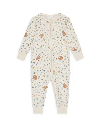 Mori Unisex Bear Print Two Way Zip Up Romper - Baby In Neutral