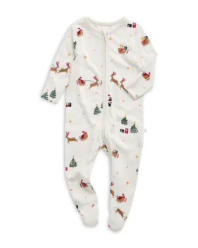 Mori Unisex Christmas Print Two Way Full Zip Footie - Baby