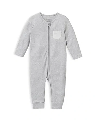 Mori Unisex Clever Zip Coverall - Baby In Gray Marl