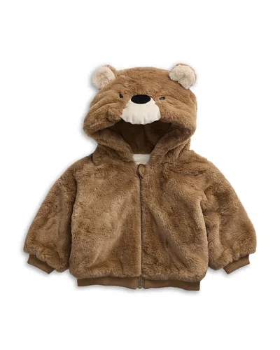Mori Unisex Faux Fur Bear Hooded Jacket - Baby In Brown