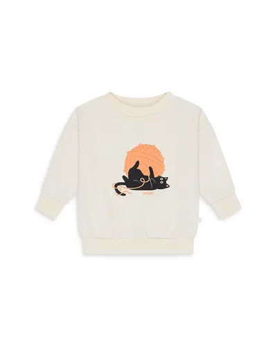 Mori Unisex Halloween Cat Puff Print Sweatshirt - Baby In Cream