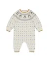 Mori Unisex Penguin Fair Isle Knitted Jumpsuit - Baby In White