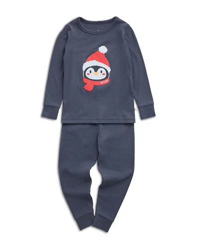 Mori Unisex Ribbed Bear Face Pajamas - Baby In Penguin  Navy