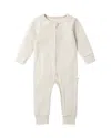 Mori Unisex Ribbed Clever Zip Romper - Baby In Ecru