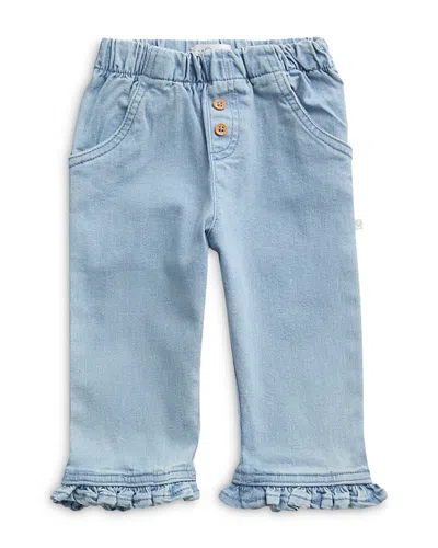 Mori Unisex Ruffled Hem Denim Trousers - Baby In Light Wash