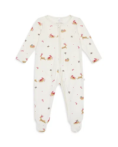 Mori Unisex Santa Print Two Way Zip Sleepsuit - Baby In Christmas