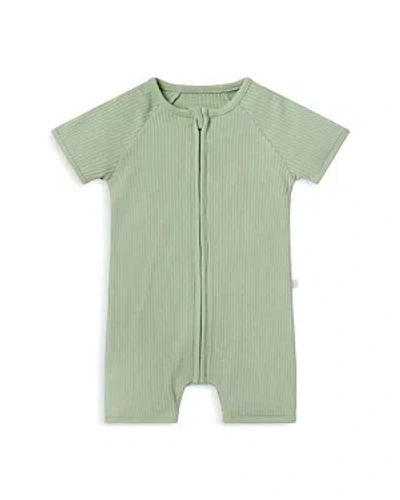 Mori Unisex Short Sleeve Zip Romper - Baby In Green