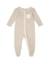 Mori Clever Stripe Zip Fitted One-piece Pajamas In Oatmeal