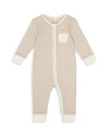 Mori Unisex Striped Clever Zip Romper - Baby In Oatmeal