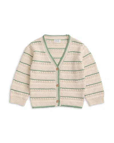 Mori Unisex Striped V Neck Knit Cardigan - Baby In Neutral