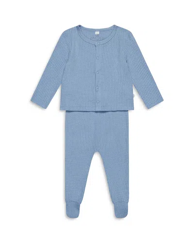 Mori Unisex Waffle Cardigan & Footed Leggings Outfit - Baby In Rainwash