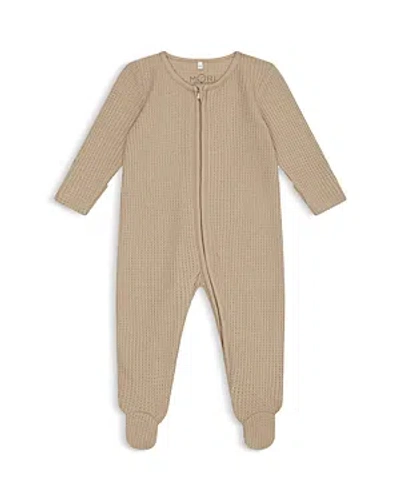 Mori Unisex Waffle Knit Clever Zip Footie - Baby In Seasame