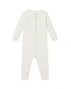 Mori Unisex Waffle Knit Clever Zip Romper - Baby In Ecru