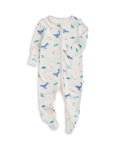 Mori Unisex Whale Two Way Zip Up Sleepsuit Footie - Baby In Gray