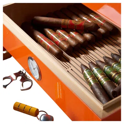Pre-owned Morici Carribean-inspired Orange Humidor (special Club Edition) In Wood By