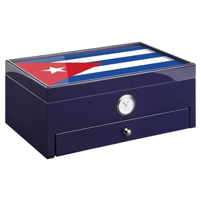 Pre-owned Morici Cuba-inspired Blue Humidor (special Club Edition)