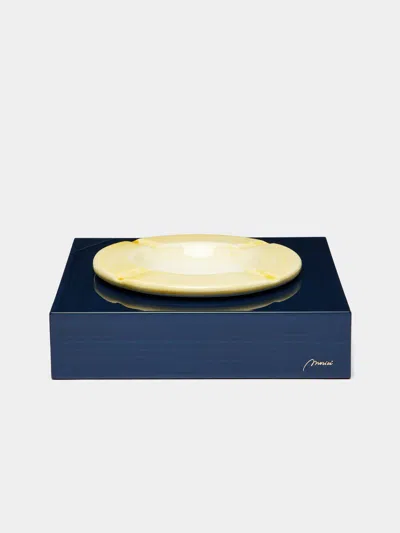 Morici Roma Wood Ashtray  Abask Luxury Gift In Blue