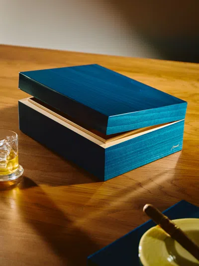 Morici Roma Wood Humidor Case (50 Cigars) In Blue