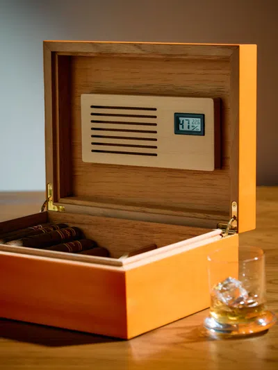 Morici Roma Wood Humidor Case (50 Cigars) In Orange