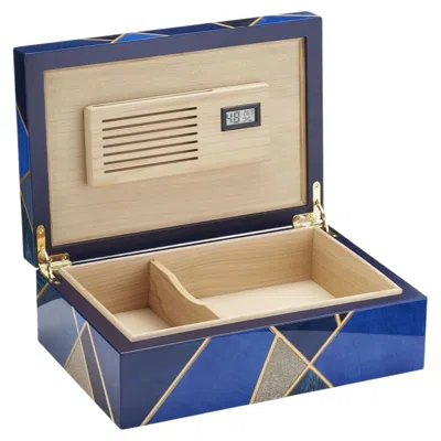 Pre-owned Morici Tellux Sc1 Mediterraneo Blue Wood Cigar Box