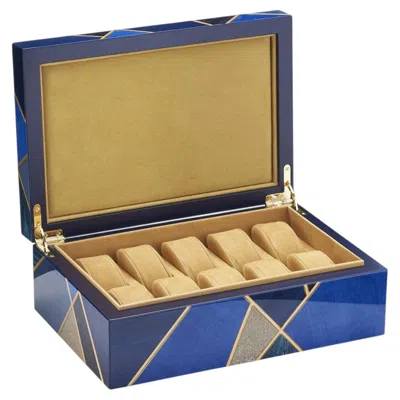 Pre-owned Morici Tellux Sc1 Mediterraneo Blue Wood Watch Box