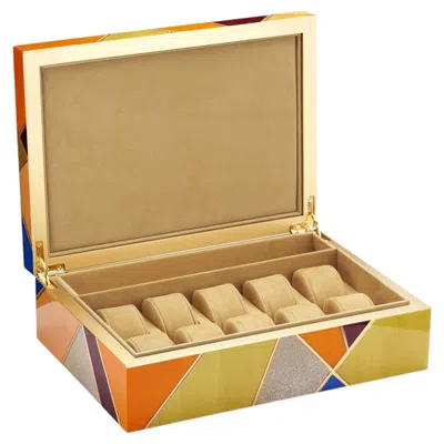Pre-owned Morici Tellux Sc1 Sibilla Multicolor Wood Watch Box In Brown