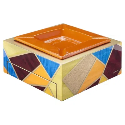 Pre-owned Morici Tellux Sibilla Multicolor Wood Ashtray In Brown