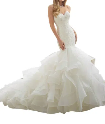 Morilee Alencon Lace Flounced Dress In Ivory In White