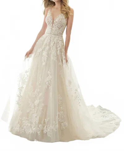 Morilee Ana Plunging Neckline Wedding Dress In Ivory In Beige