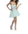 Morilee Beaded Chiffon Short Dress In Mint In Green