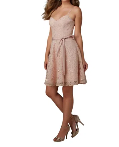 Morilee Beaded Lace Bridesmaid Cocktail Dress In Blush In Pink