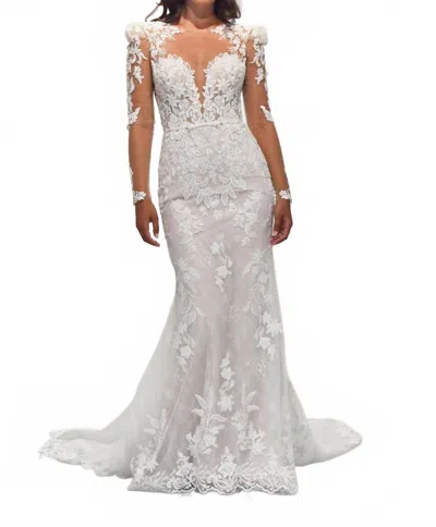 Morilee Brinkley Pearl And Crystal Dress In Ivory/honey In White